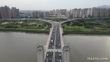 4K航拍福建泉州晋江田安大桥交通视频